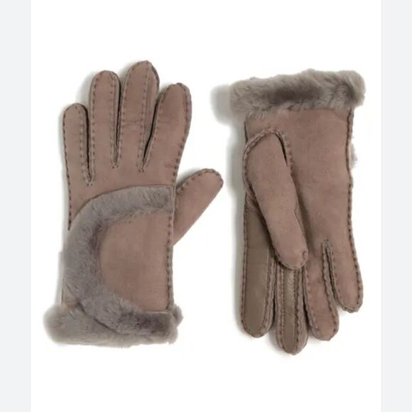 UGG Fur Suede and Leather Winter Gloves NWT - Picture 1 of 4